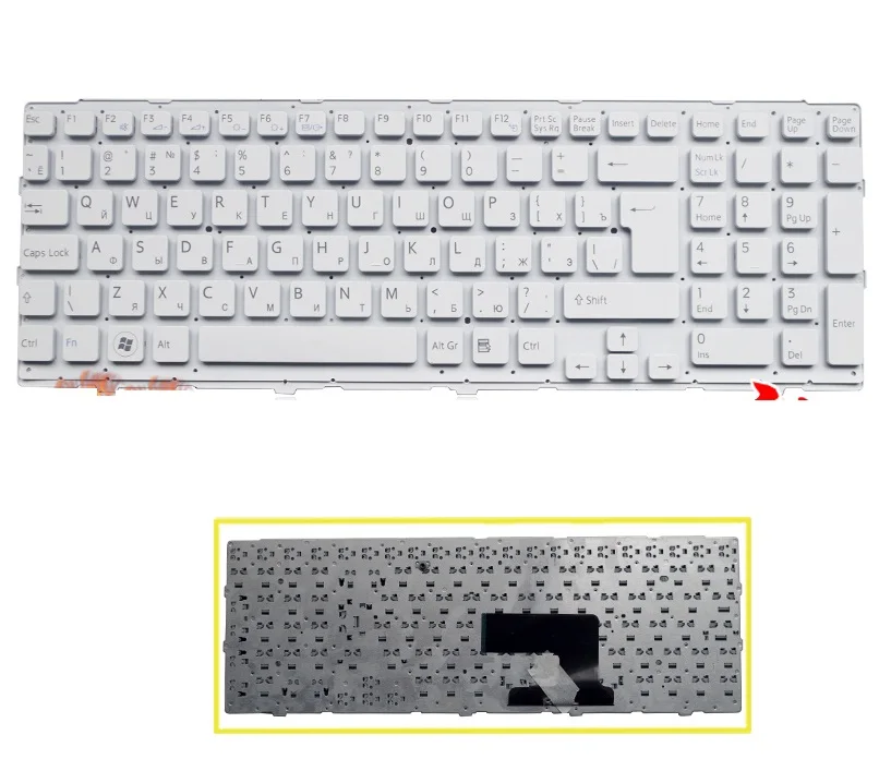 Клавиатура для ноутбука Sony Vaio VPC EE VPCEE (Белая без рамки)|Клавиатуры замены| |