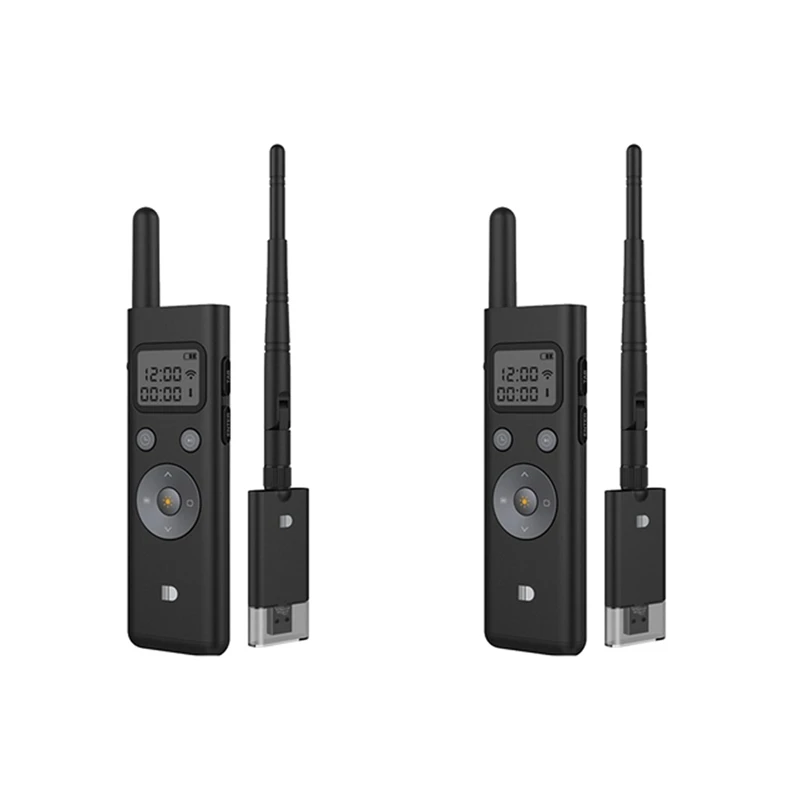 

Беспроводная презентационная указка для презентаций Powerpoint, 2 шт., презентатор с ЖК-дисплеем, зеленая лампочка, Радиочастотный пульт дистанционного управления на расстоянии 300 м