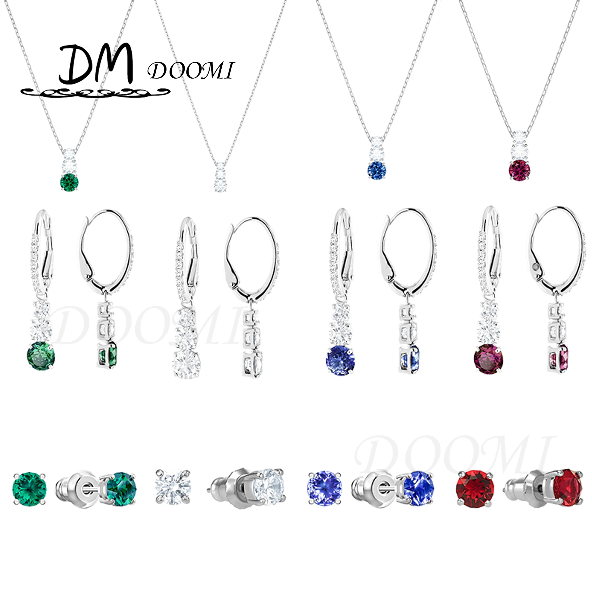 

SWA Original High Jewelry Set Exquisite Crystal Charm Women Necklace Bracelet Earrings Fashion Style Best Gift Luxurious