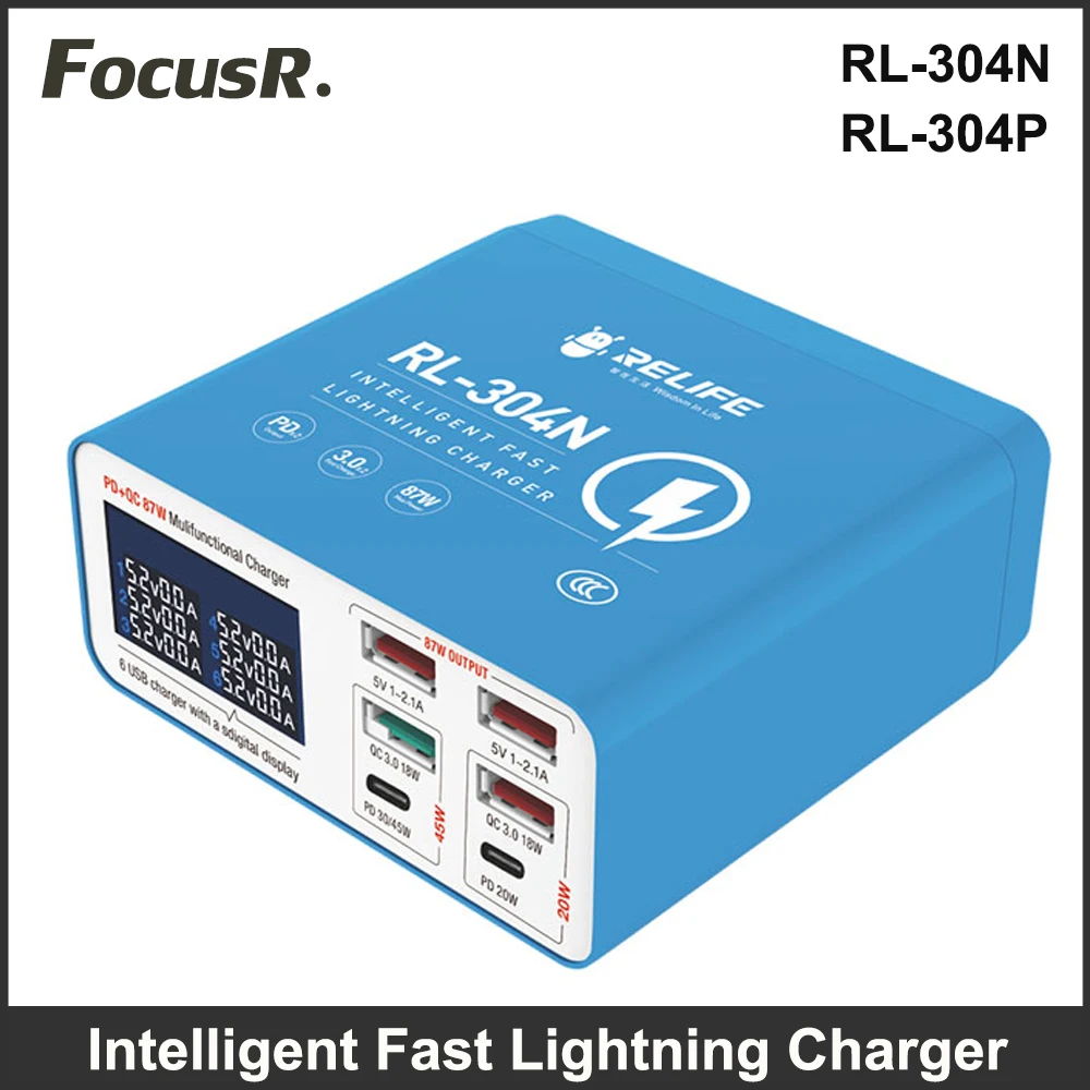 

Умная быстрая зарядная станция RELIFE 304N 304P с 6 портами USB и цифровым дисплеем, зарядка с разъемом Lightning для iPhone, Samsung, Huawei, Xiao, Vivo, Oppo