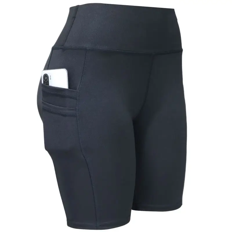 

Short Yoga Pats Trousers Black Color With Pocket Hot Sale Mesh Splicing Design European and American