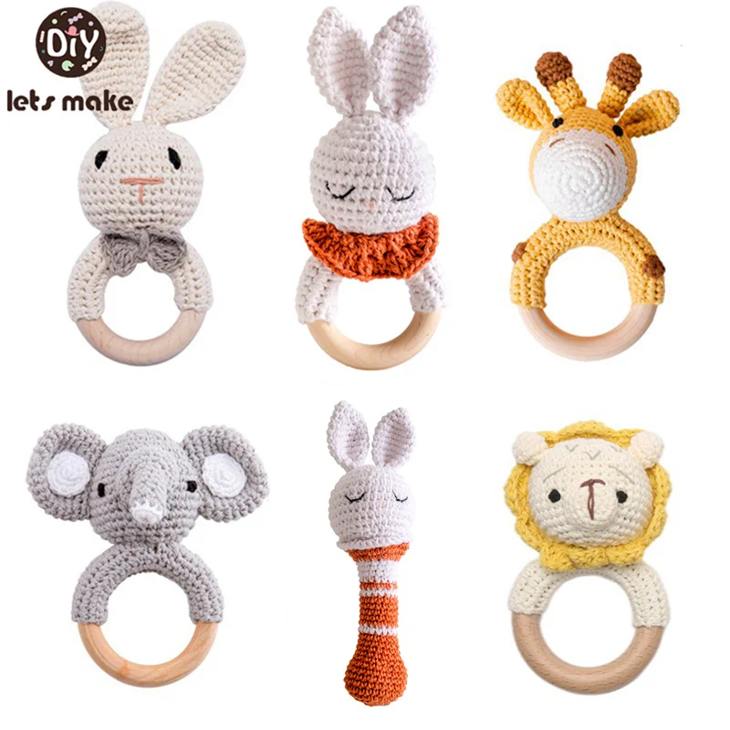 

Детский кролик, вязаные крючком музыкальные рандомные игрушки, кольцо, деревянный слон, жираф, погремушки для младенцев, тренажерный зал, детские игрушки Монтессори
