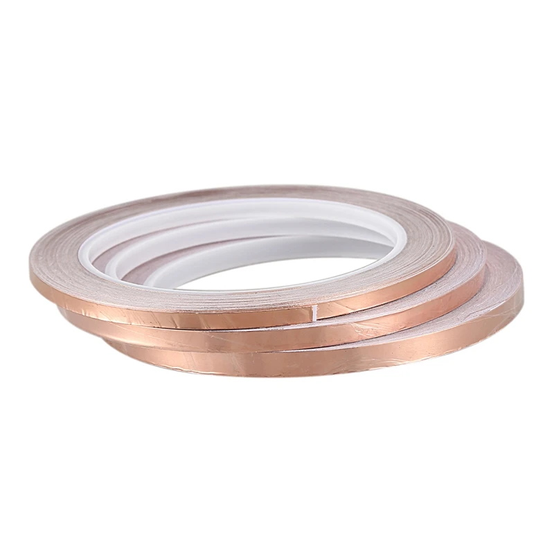 

3Pcs 20 Meters Single Side Conductive Copper Foil Tape Strip Adhesive Emi Shielding Heat Resist Tape(4Mm/5Mm/6Mm)
