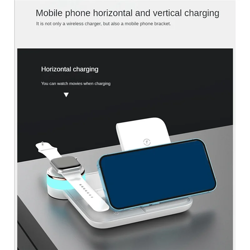 Удобная док-станция для быстрой беспроводной зарядки 4 в 1 устройств с поддержкой