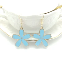 2019 fashion charm blue drop oil five petal flower earrings jewelry boho girl hang pendant long earrings girl jewelry earrings