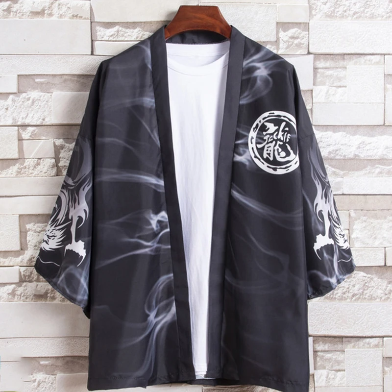 Кимоно ханьфу в китайском стиле тонкий кардиган японском юката халат с принтом