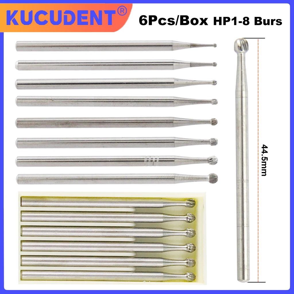 KUCUDENT 6 шт./коробка стоматологические боры из карбида вольфрама HP с круглой
