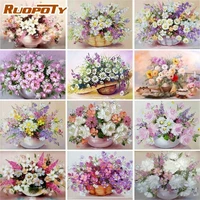 ruopoty oil painting by numbers flowers in flowerpots kits for adults handpainted diy coloring by number flower home decoration
