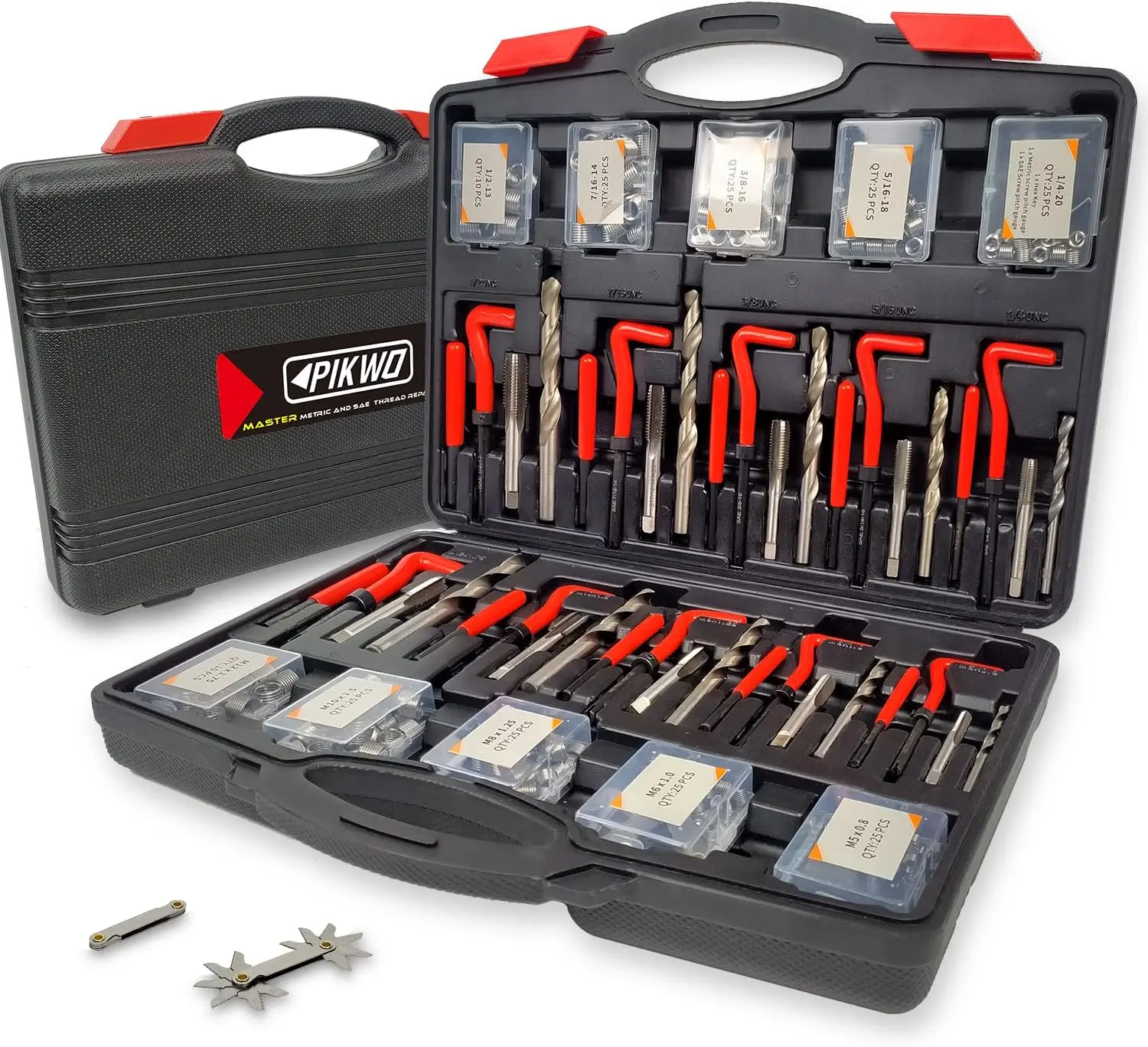 

Thread Repair Kit, HSS Drill Helicoil Repair Kit SAE&Metric，1/4" 5/16" 3/8" 7/16" 1/2" M5 M6 M8 M10 M1