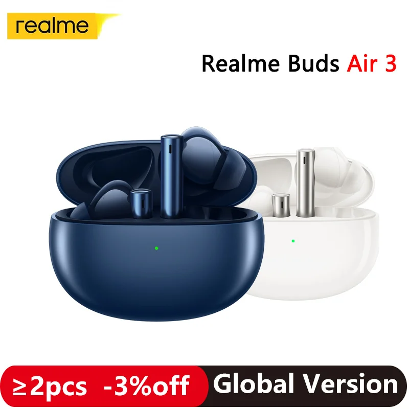 Realme Buds Air 3 Bluetooth 5.2 Long Battery Life Earphone 42dB Active Noice Cancelling Headphone IPX5 Water Resistant Headset