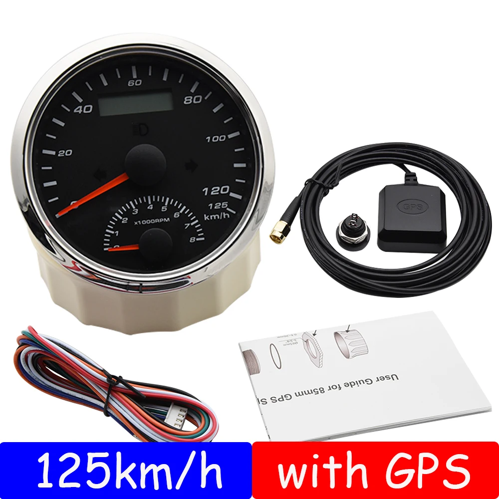 GPS-измеритель скорости 85 мм одометр GPS-антенна 125 км/ч 200 с тахометром 0-8000 об/мин