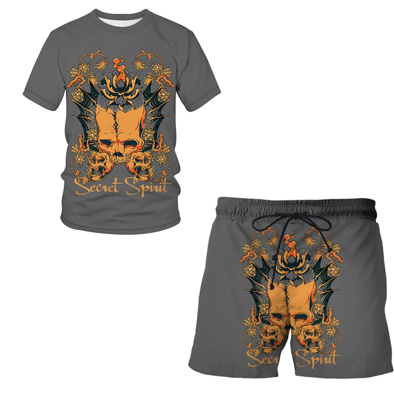 

2022 Summer 3D Printed Casual Men's T-shirt Shorts Set Men's Sportswear Cool O Neck Casual Short Sleeve Men's Clothing Tops