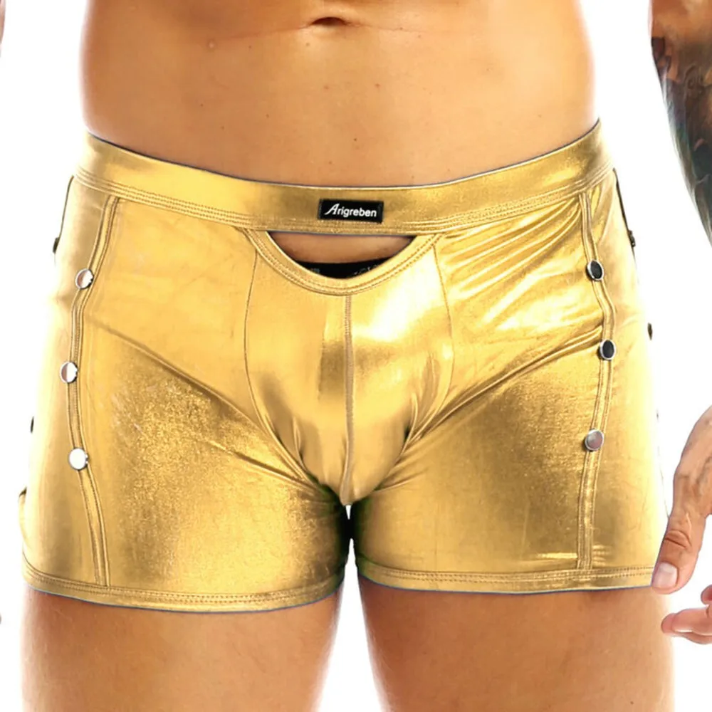 

Latex Men Patent Faux Leather Underwear Fashion Briefs Short Thongs Bikini Gays Clothes Male Boxers Sissy Panties Nightclub Wear