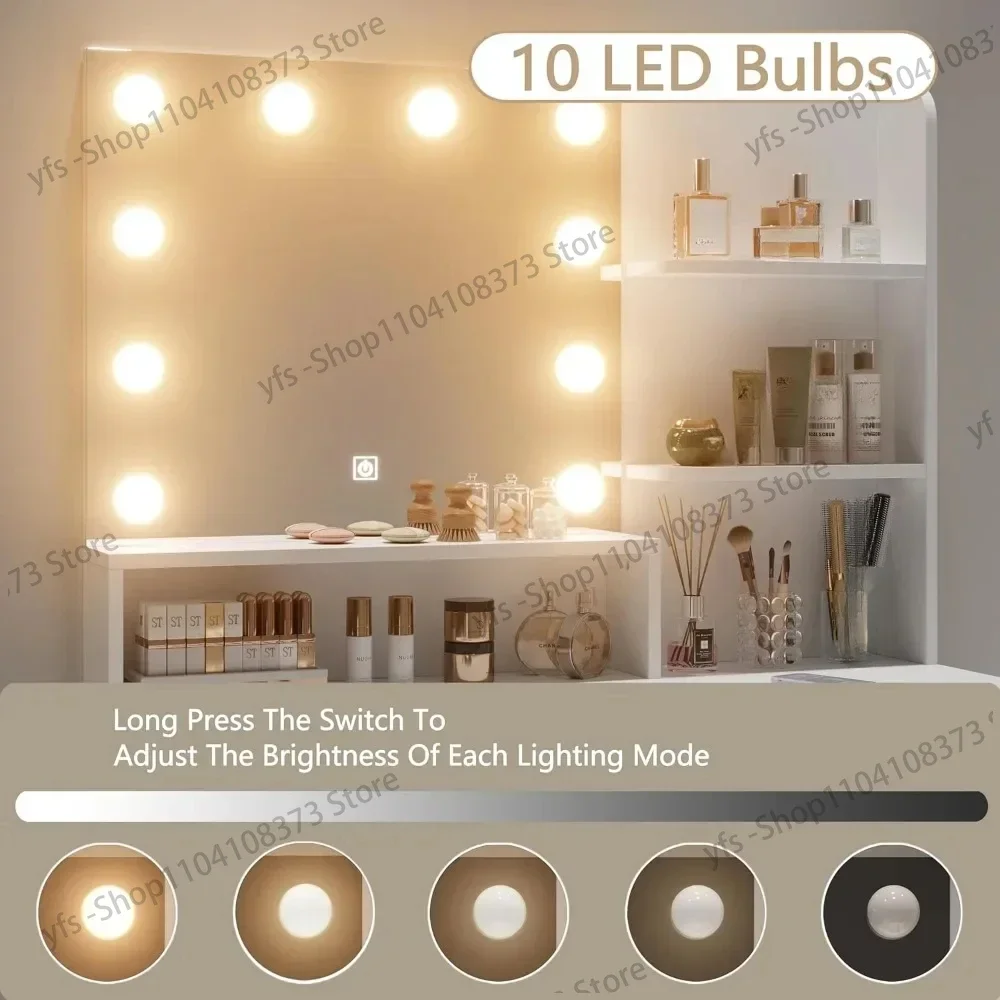 Туалетный столик со скрытой проводкой туалетный для макияжа с зеркалом 3 режима