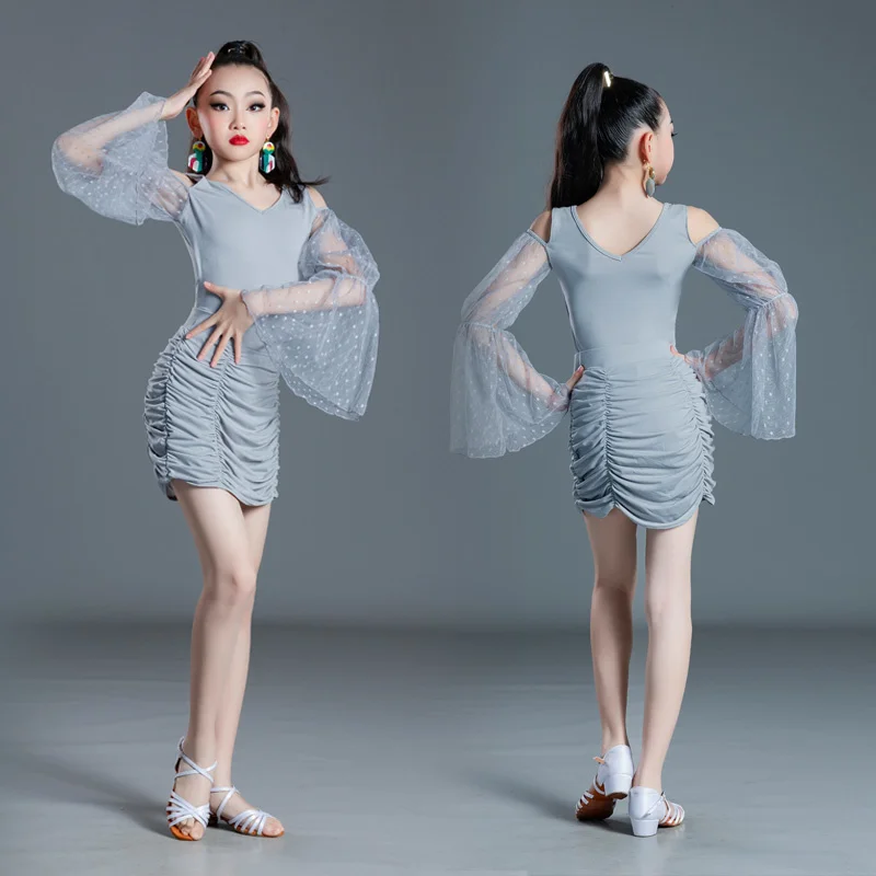 

2022 карнавальный джазовый костюм для танцев, детское современное платье для латиноамериканской бальной вечерние, детское платье для танцев,...