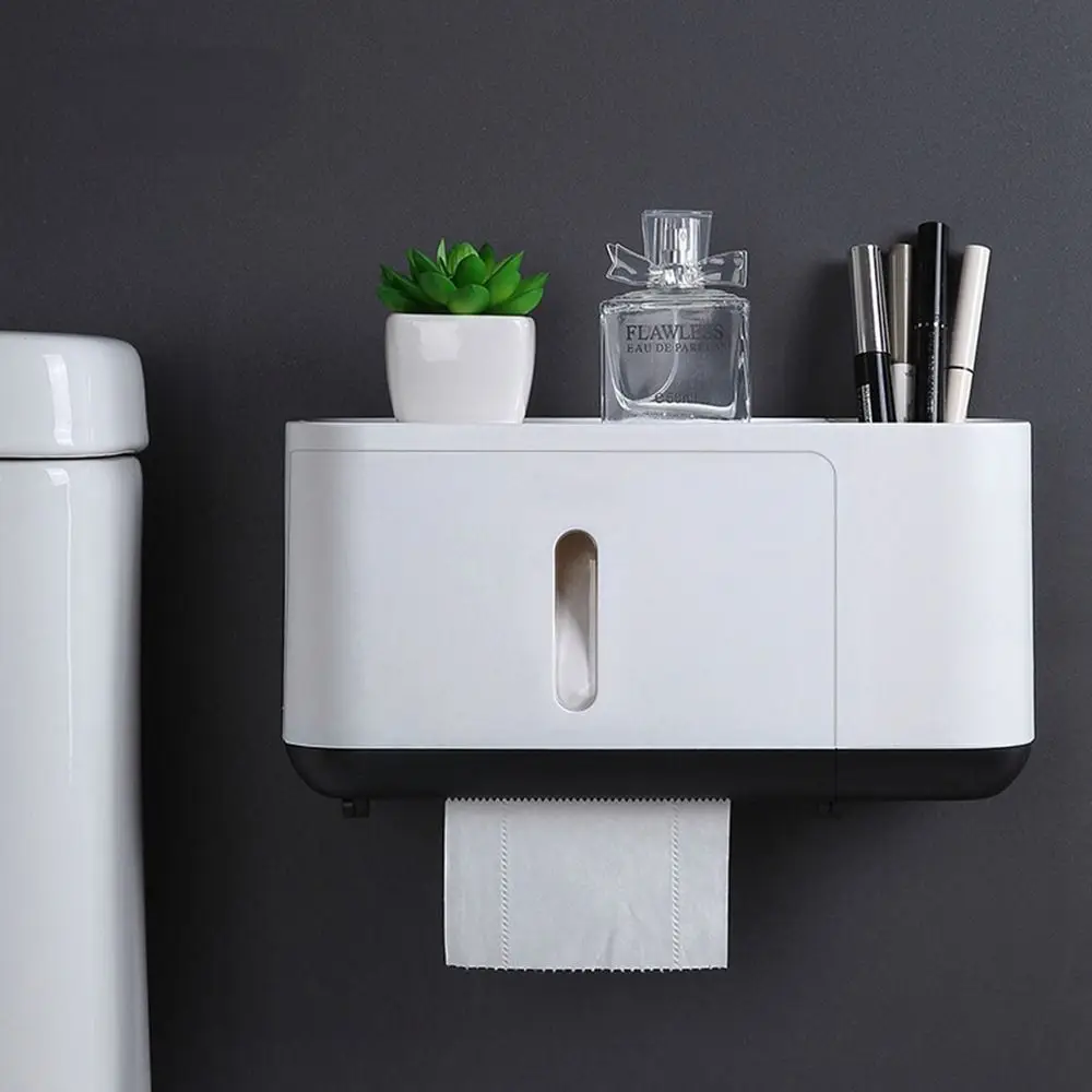 

Multifunctional Bathroom Gadgets Wall Mounted Waterproof Tissue Dispenser Tissue Box Paper Towel Holder Storage Rack