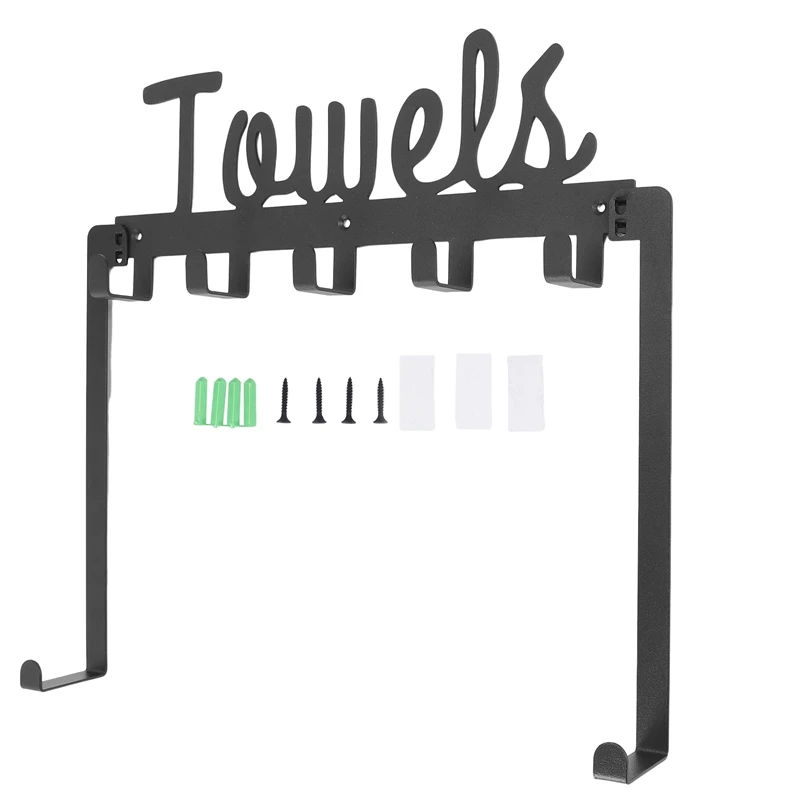 

Вешалка для полотенец на дверь, 5 крючков, вешалка для полотенец на дверь, органайзер для ванной комнаты, вешалка для полотенец
