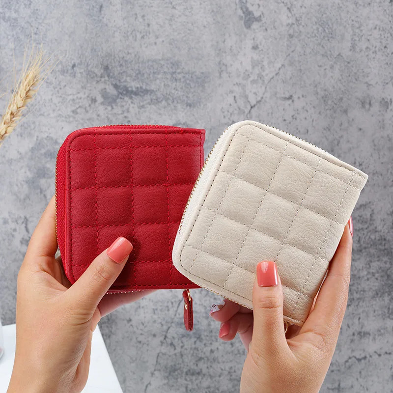 Cute PU Leather Women Short Wallet Small Coin Purses With Zipper Korean Style Female Card Holder Money Clip For Women