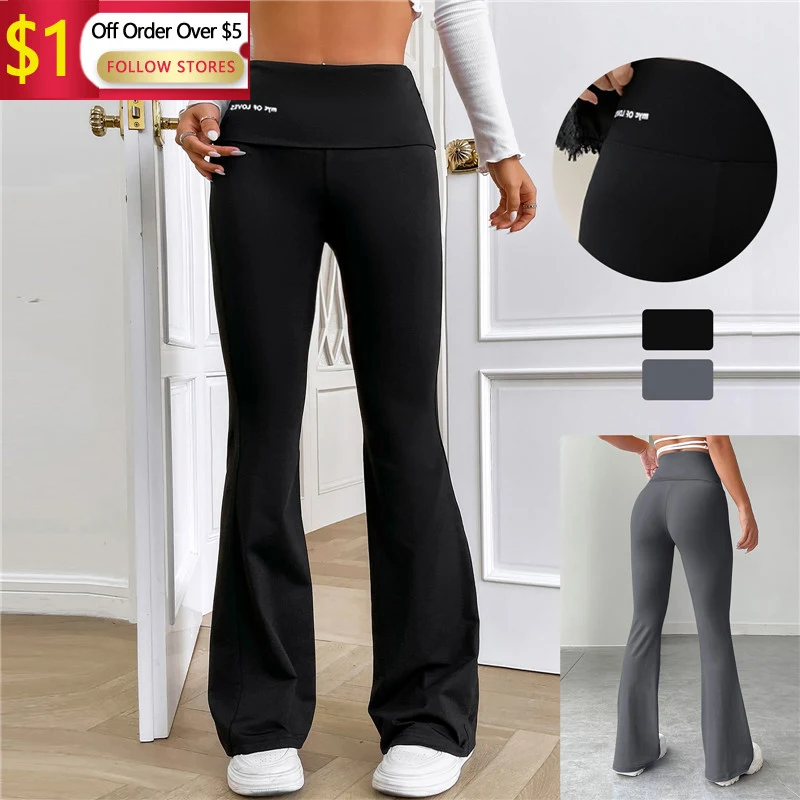 Women'S High Waist Casual Versatile Long Pants Loose Wide Leg Pants Yoga Leggings Gym Pant Peach Butt Lifting Streamlined Body