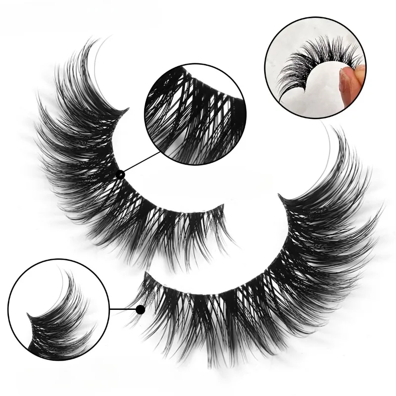 Накладные ресницы из искусственной норки кошачий глаз 5 пар