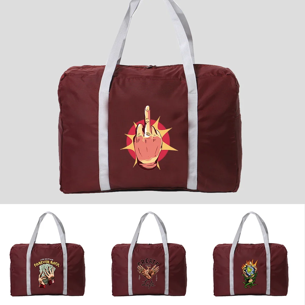 

Large Capacity Foldable Travel Bag Clothes Organizers bag Handbags Waterproof Unisex Hand Series Print Luggage Men Duffle Bags