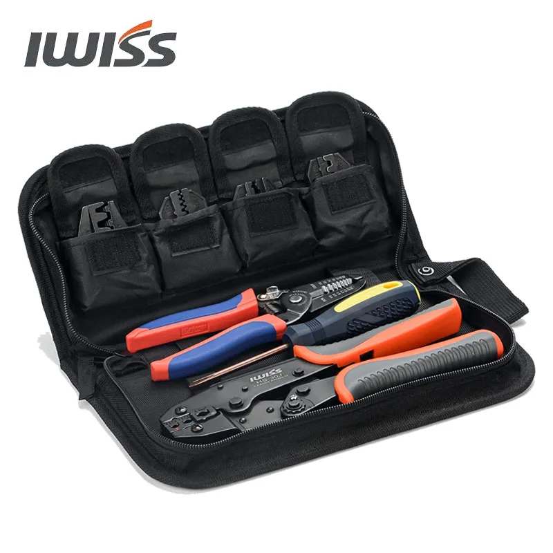 IWISS IWS30J Wire Crimping Tool Set with Wire Cable Stripper  Ratcheting Wire Crimper Tool with 5pcs Interchangeable Dies