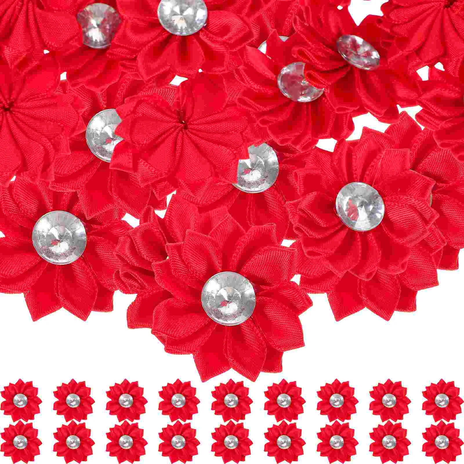 

Flowers Flower Ribbon Hair Appliques Satin Clip Rhinestone Daisy Fabric Diy Miniature Wedding Rose Headdress Fake Decorative
