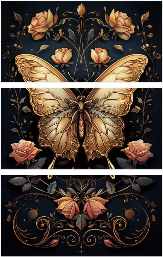 

Винтажные наклейки для переноса золото бабочка и цветок 3 шт.