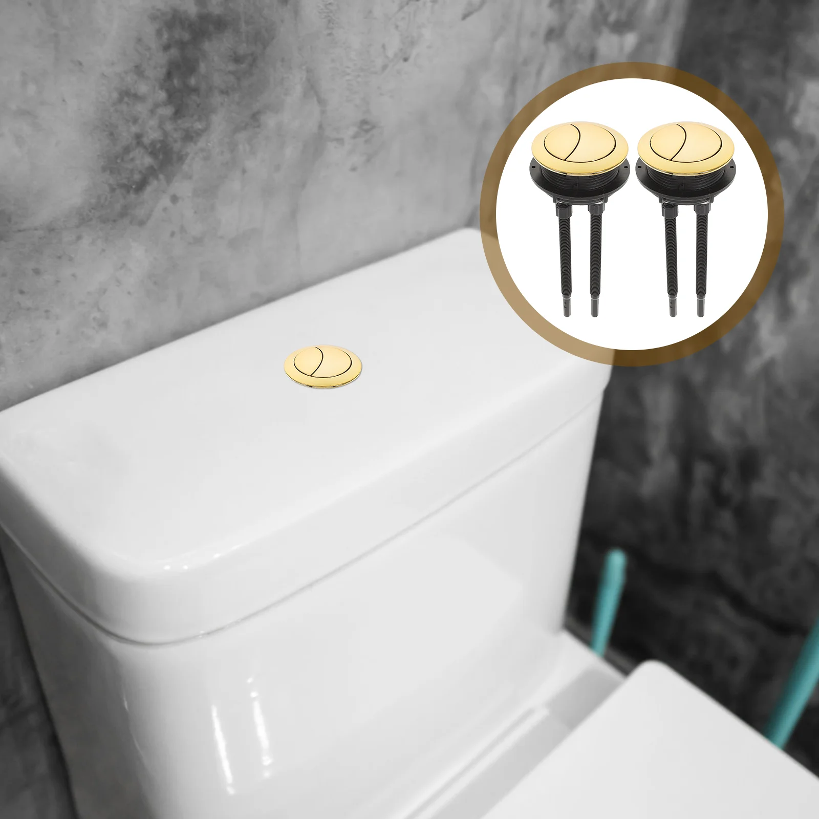 

2 Pcs Dual Flush Valve Button Bathroom Sink Drain Mansfield Flush Valve Toilet Push Button Toilet Flush Switch Black Buttons