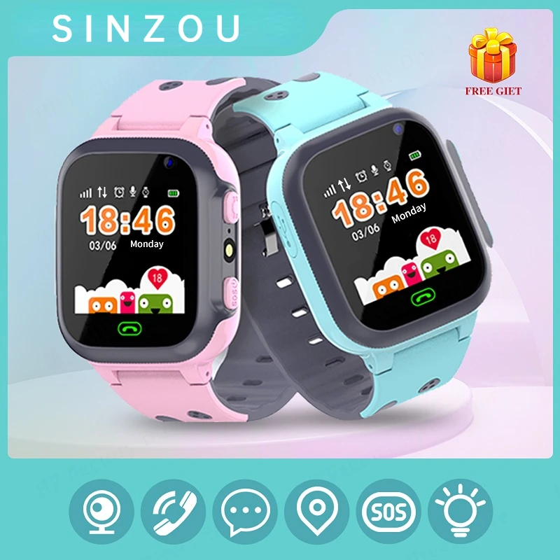 

Детские часы SINZOU с Sim-картой, часы для детей с функцией звонка, SOS фото, водонепроницаемая камера, LBS местоположение, подарок для мальчиков и д...