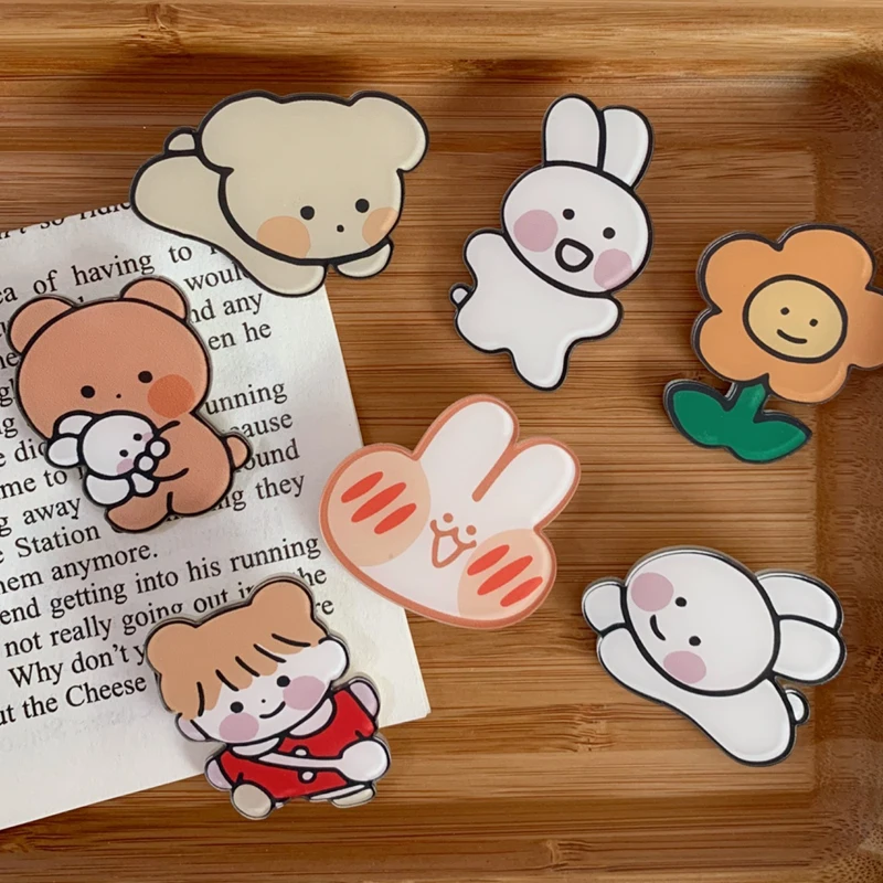 

New Trend Children's Clothing Brooch Cute Cartoon Little Bear Flowers School Bag Pin Badge Fashion Jewelry Bag Accessories