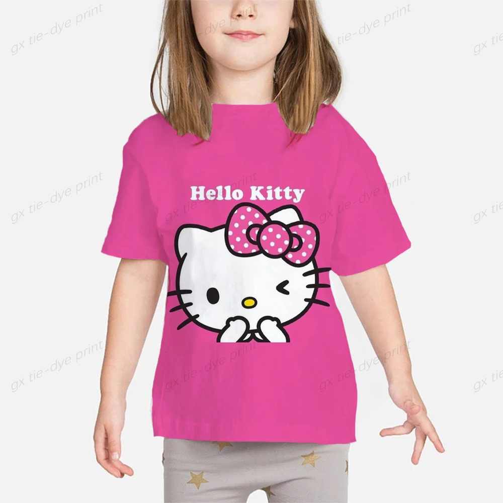 

Детская летняя футболка с коротким рукавом и принтом кошек