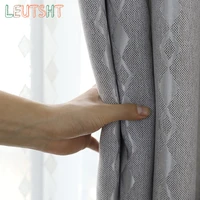 modern curtains for living dining room bedroom small fresh rhombus jacquard gray curtains thickened curtain french window