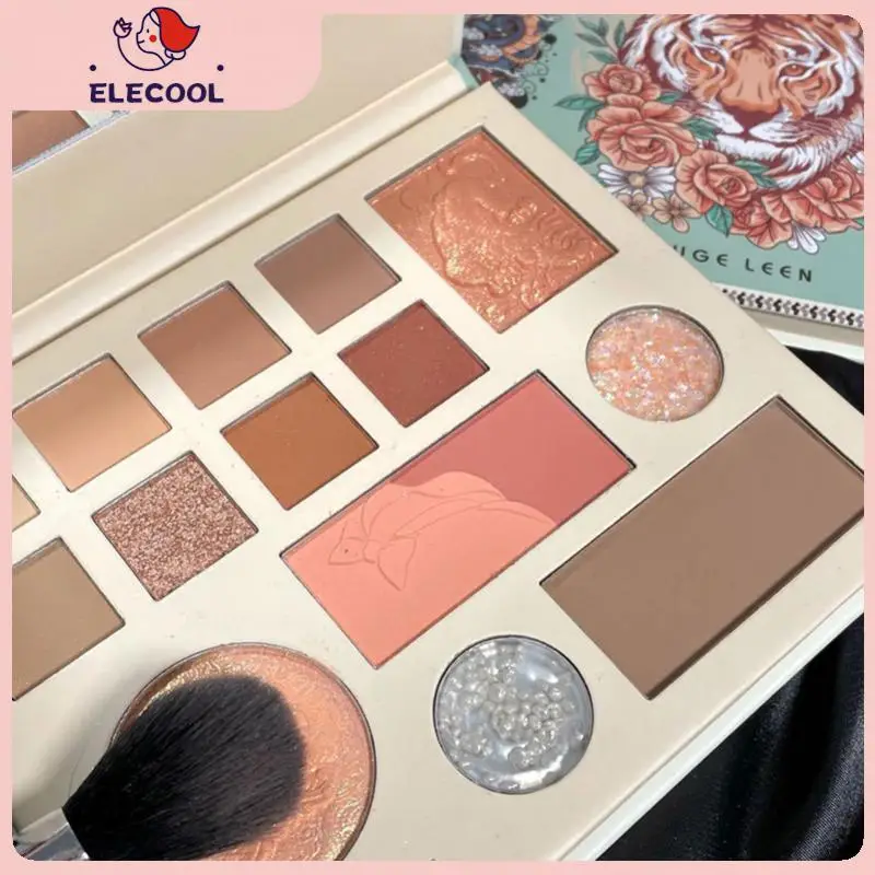 

Tiger Year Pearly Eyeshadow Palette Blush Highlight Lying Silkworm Matte Glitter Eye Shadow Waterproof Lasting Pigmented Makeup