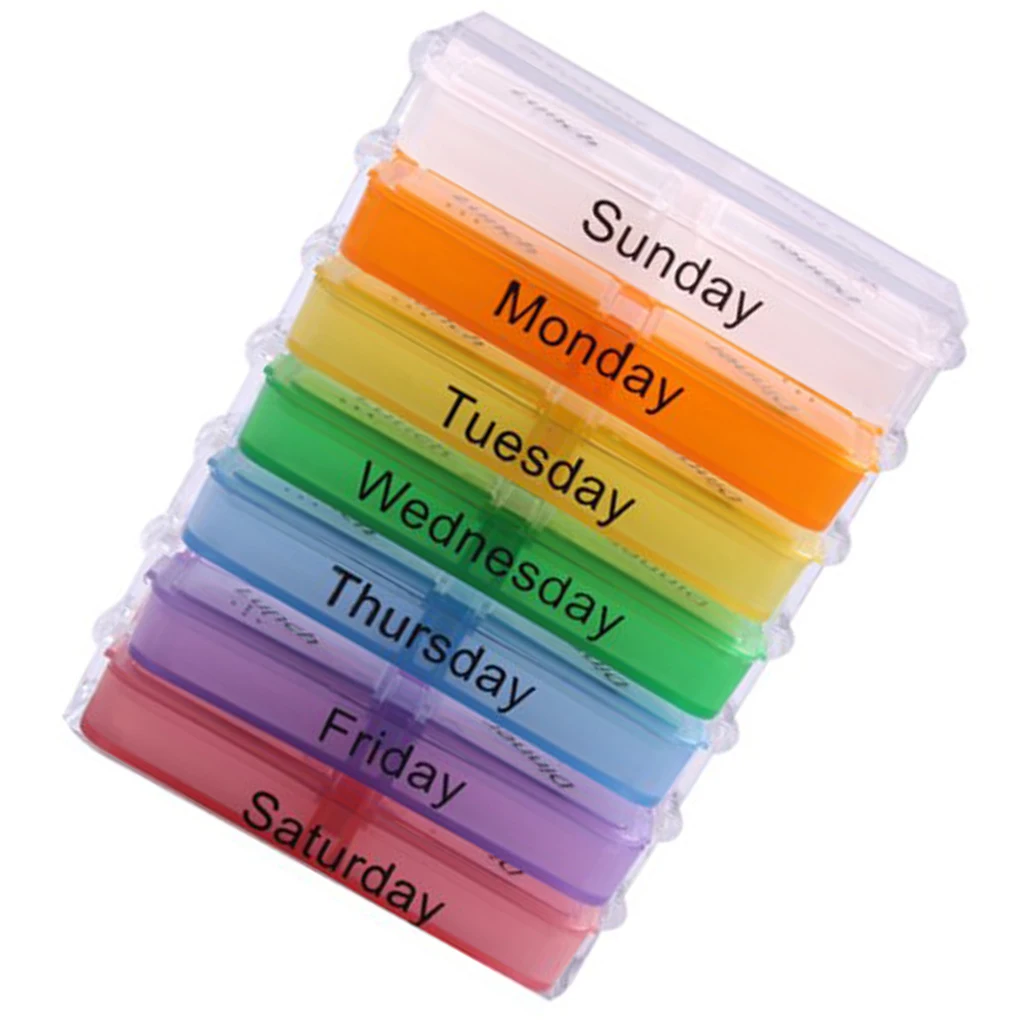 

Коробка для таблеток на неделю, домашний дорожный Органайзер, разноцветный дозатор лекарств на 7 дней, с 28 отделениями, контейнер для хранен...