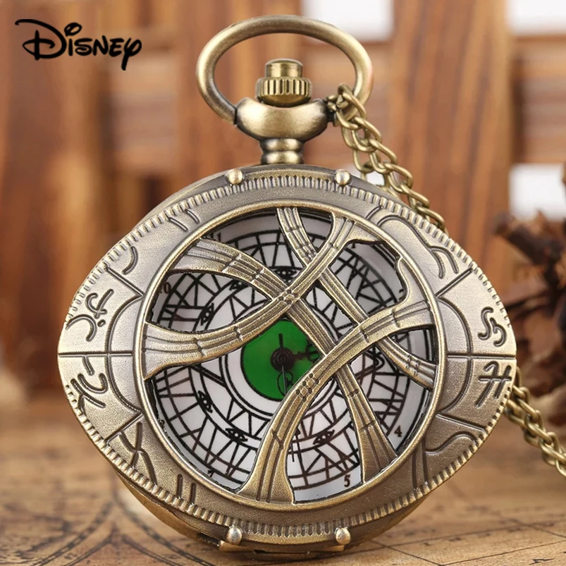 Disney Marvel Doctor Strange Stephen Eye of Agamotto Necklace Vintage Doctor Strange Pocket Watch Jewelry Pendant Men Gift