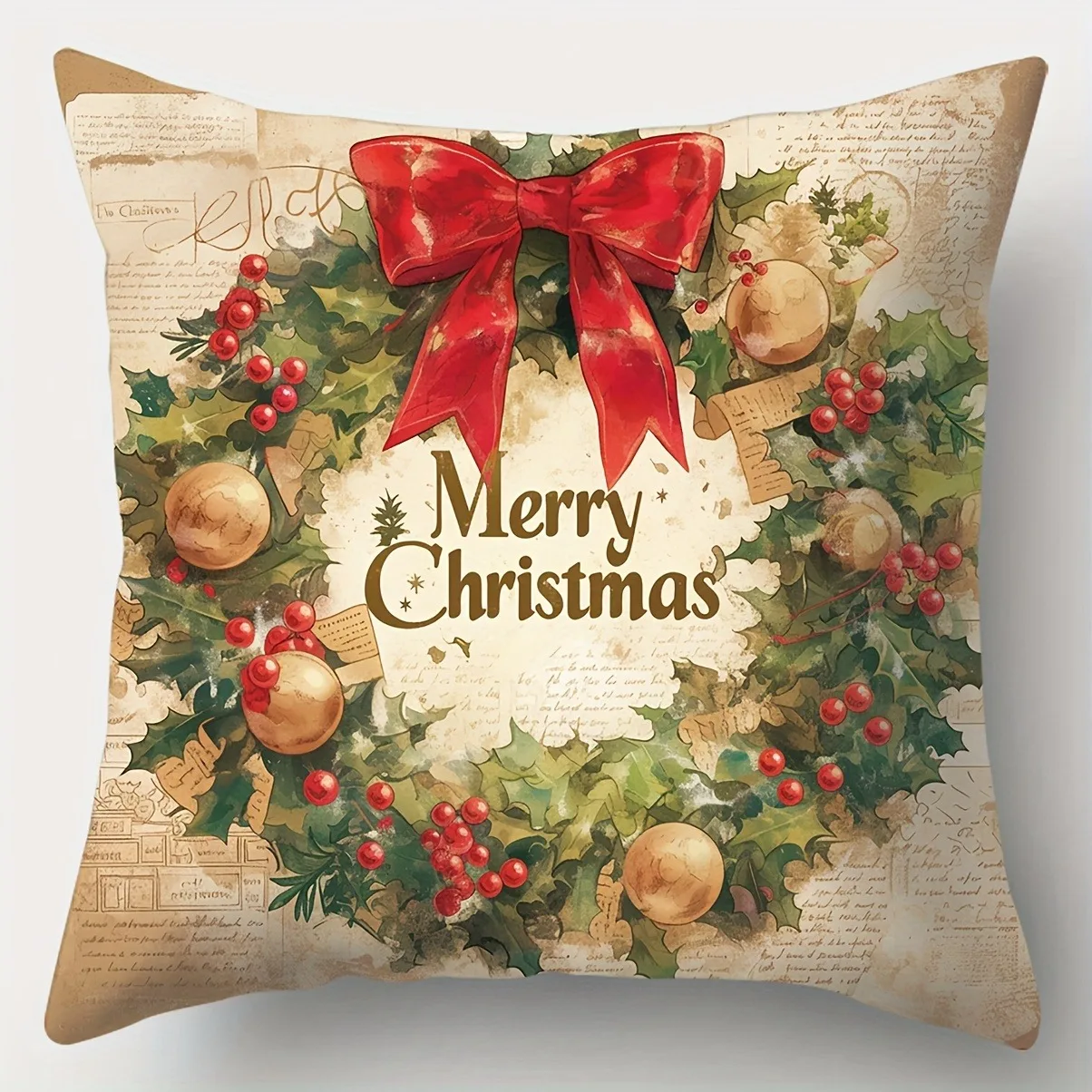 

Рождественское украшение наволочка в винтажном ретро стиле Санта-Клаус