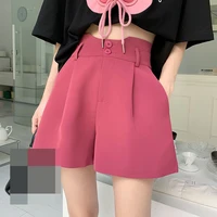suit shorts womens summer korean 2022 new style thin and loose high waisted a line wide leg pants thin hot pants tide