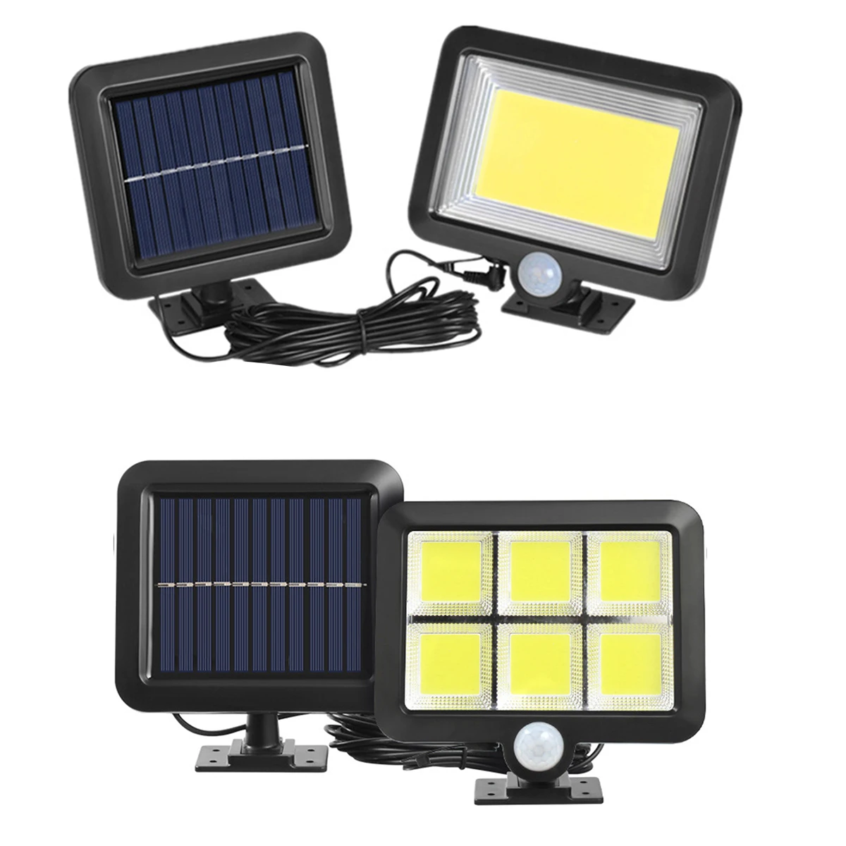 

100/120 COB светодиодный настенный светильник на солнечной батарее, водонепроницаемые светильники с пассивным ИК датчиком движения, садовый ул...