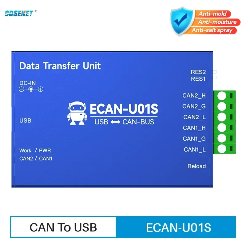 

CAN2.0 Конвертер CAN в USB Отладчик CDSENT ECAN-U01S Анализатор шины USB2.0 CAN-BUS Двунаправленный 2-сторонний трансивер Портативное реле