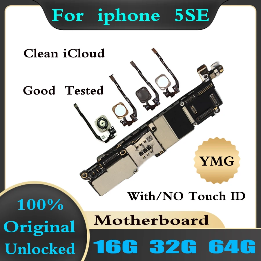 

Mainboard For IPhone 5 SE 5SE 16g/32g/64g Motherboard With/Without Touch ID Plate Original Unlocked Clean Icloud Logic Board