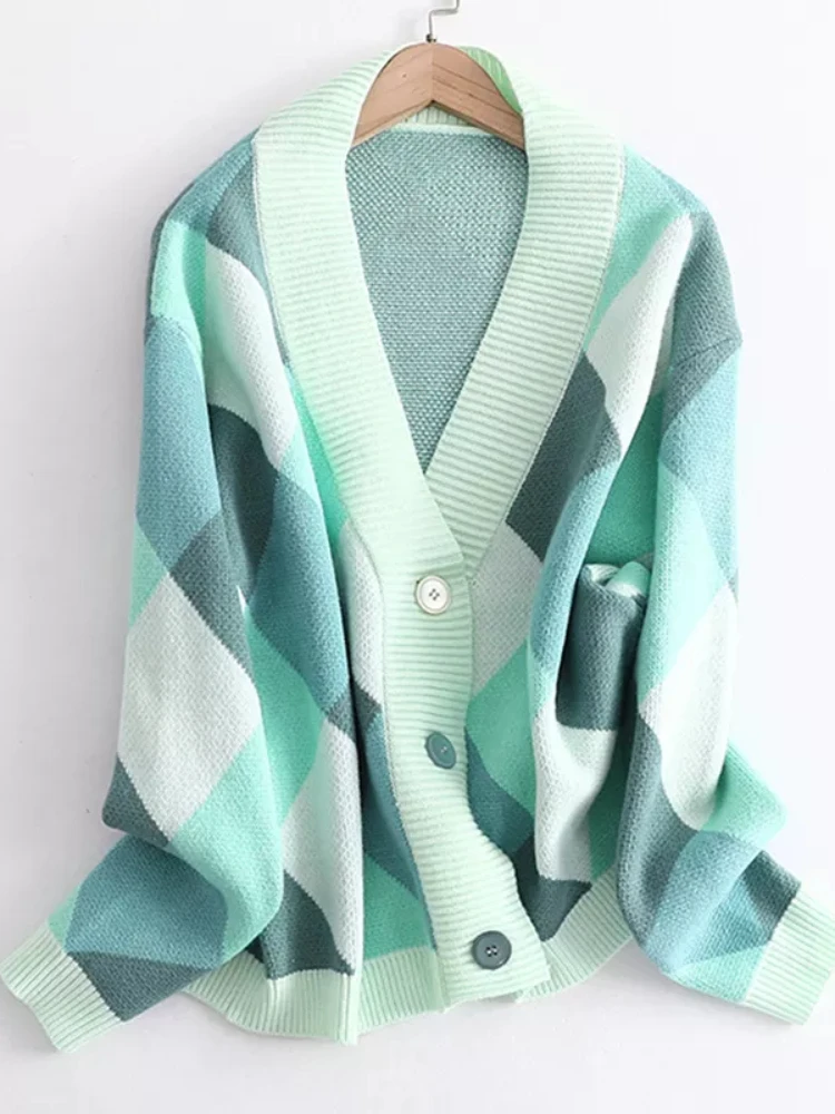 

Long Sleeve Top 2022 New Color Matching Short Coat Jacket Knitted Cardigan Ladies Sweater In Autumn Winte Women's Sweater Coats