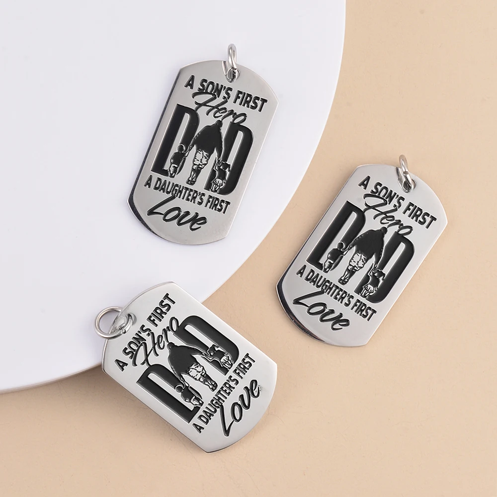 To My Son Daughter Stainless Steel Necklace Tag Pendant Inspirational Punk Hip Hop Style Key Chain for Jewelry Accessories Gift