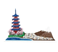 6500pcs fujiyama micro building blocks japan fuji mount chureito pagoda 3d model assembled mini bricks figure toy for kid gifts