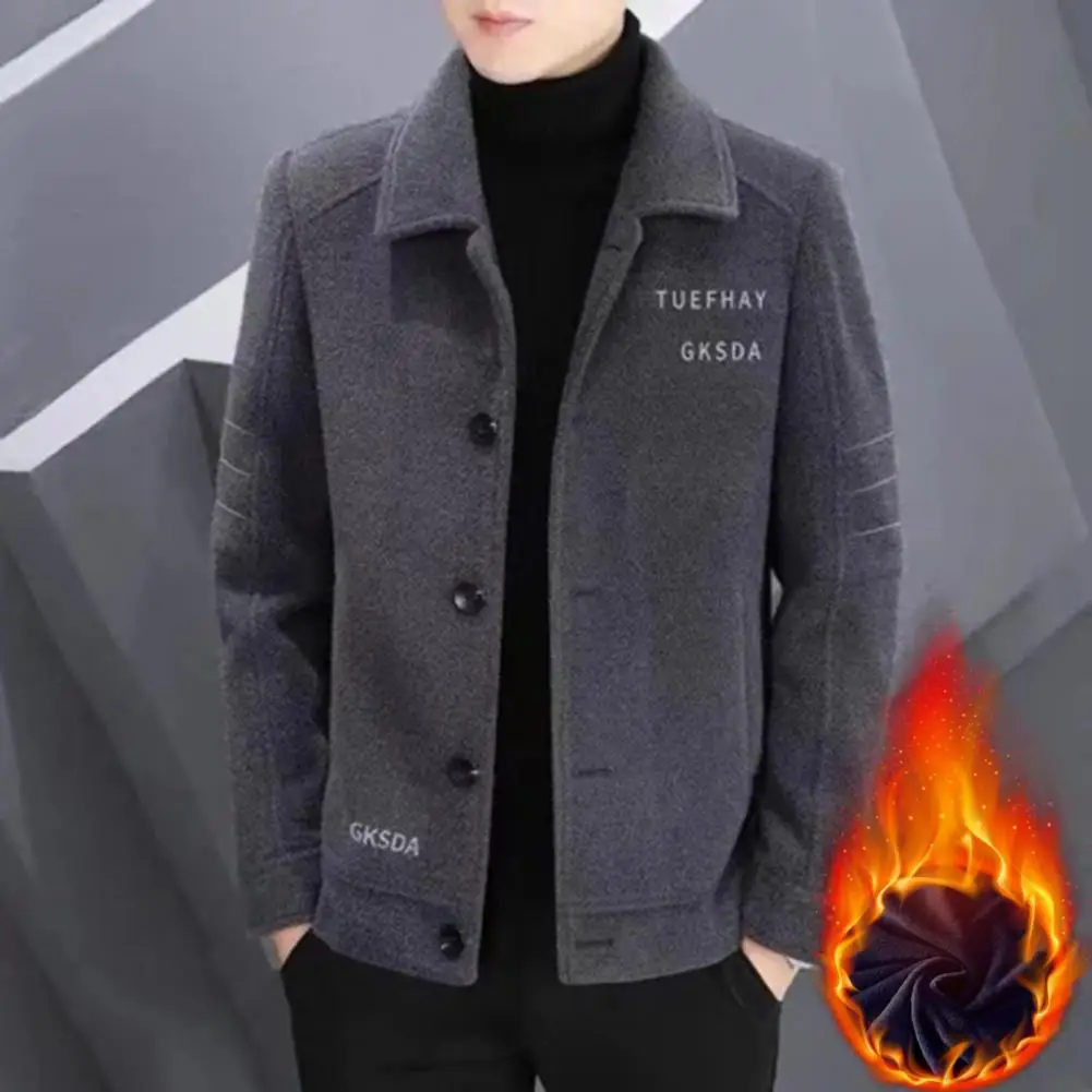 Мужская шерстяная куртка с лацканами кардиган плюшевой подкладкой верхняя