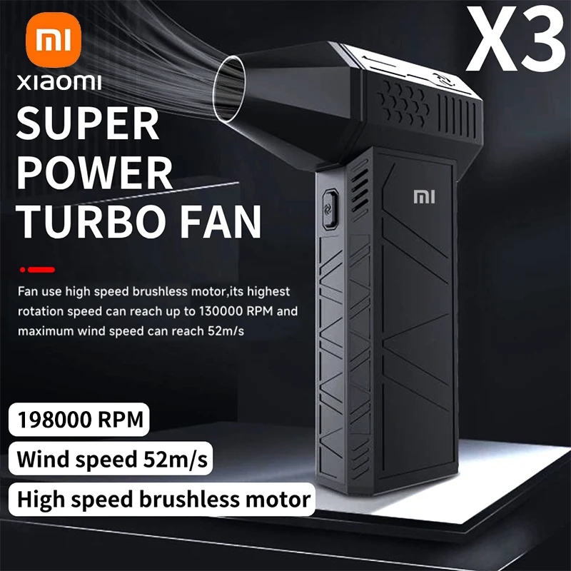 Вентилятор Xiaomi X3 Mini Turbo Jet ручной бесщеточный двигатель 3-го поколения 198000 об/мин