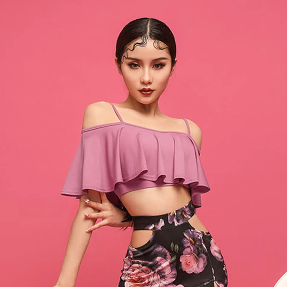 

Женские топы для латиноамериканских танцев L1164, короткие дизайнерские топы с бюстом лотоса для современных танцев, одежда для латиноамериканских танцев, новинка 2021