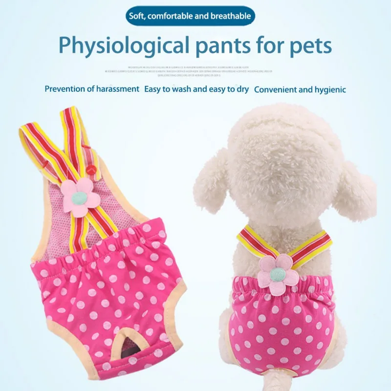 

Dogs Cats Diaper Jumpsuit Pet Sanitary Physiological Pants Safety Panties Female Dogs Period Shorts Washable Underwear Cute Dot