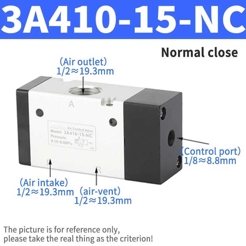 

Пневматический клапан управления воздухом 3A110-M5 3A110-06 3A210-06 3A210-08 3A310-08 3A310-10 3A410-15, 3 порта, 2 положения NC (обычный закрытый)