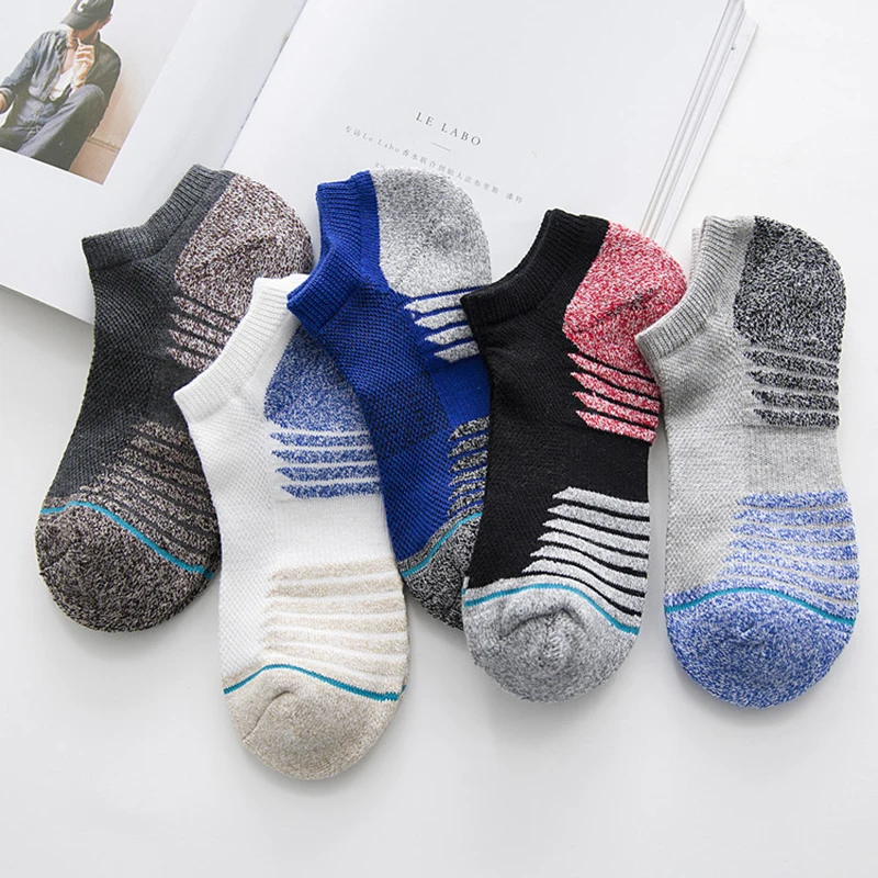 

2021New 40-44size men's socks towel mesh pull ring thickened sweat absorption exercise outdoor comfortable walking running socks